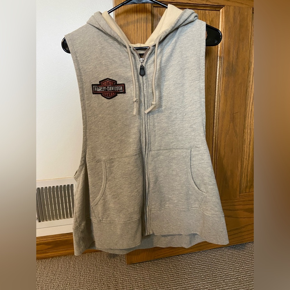 Harley-Davidson Cream and Gray Zip-Up Hoodie